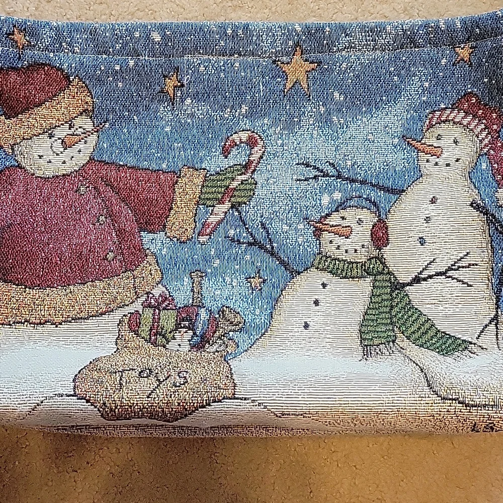 Snowman Tapestry Tote Bag Handmade by Rosa